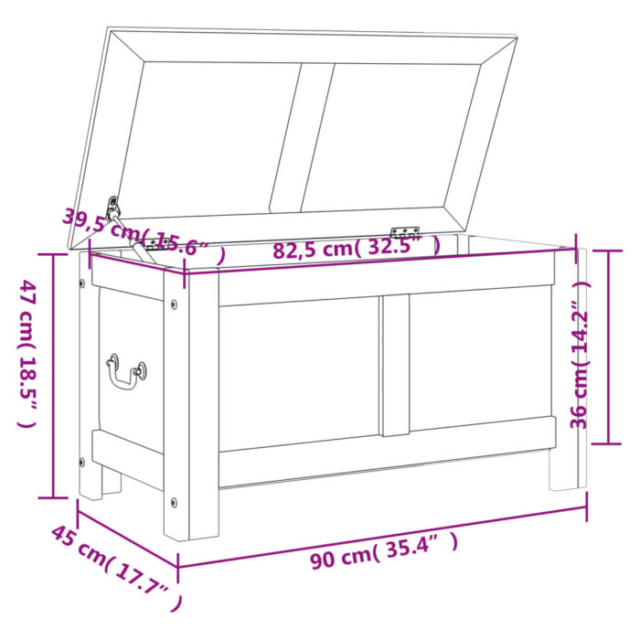Coffre de rangement et couvercle marron et blanc bois d'acacia – Image 7