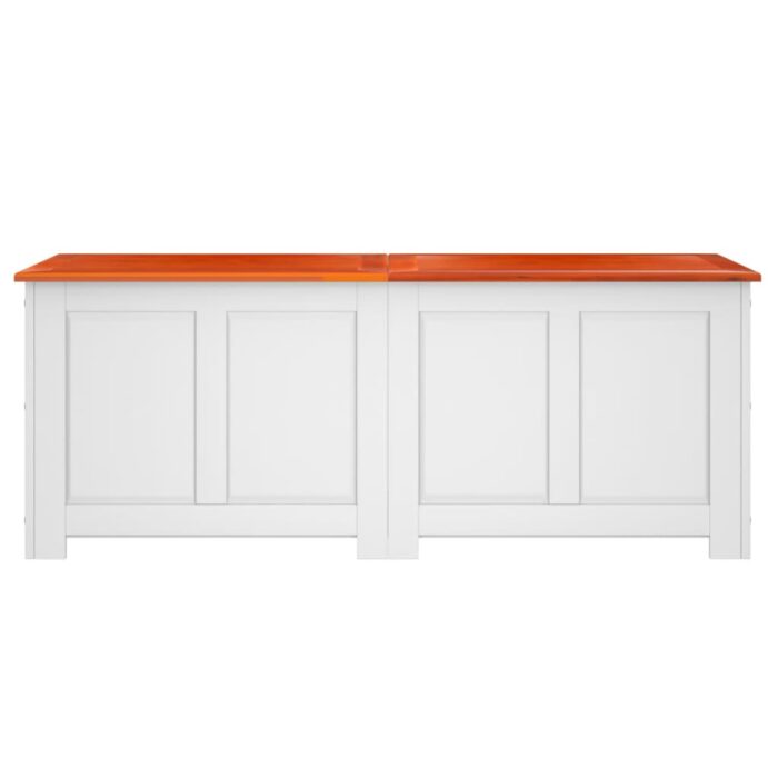 Coffre de rangement et couvercle marron et blanc bois d'acacia – Image 2