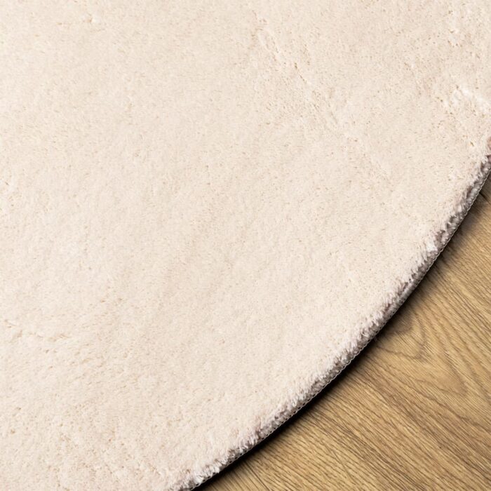 Tapis HUARTE à poils courts doux et lavable beige Ø 80 cm – Image 2