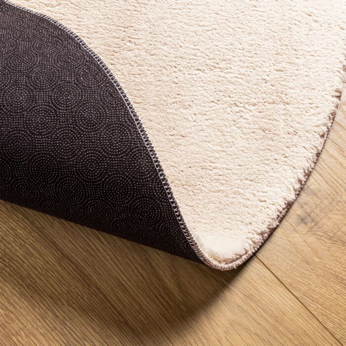 Tapis HUARTE à poils courts doux et lavable beige Ø 80 cm – Image 3