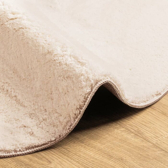 Tapis HUARTE à poils courts doux et lavable beige Ø 80 cm – Image 4