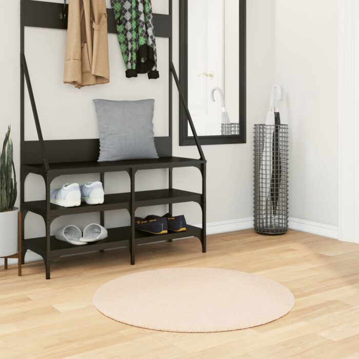 Tapis HUARTE à poils courts doux et lavable beige Ø 80 cm – Image 1