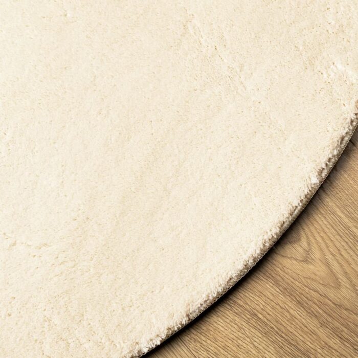 Tapis HUARTE à poils courts doux et lavable crème Ø 80 cm – Image 2