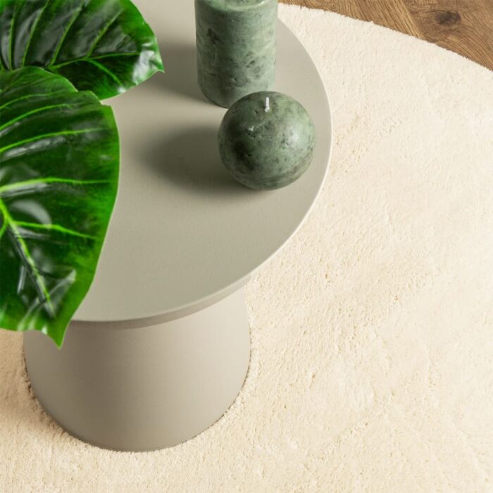 Tapis HUARTE à poils courts doux et lavable crème Ø 80 cm – Image 5