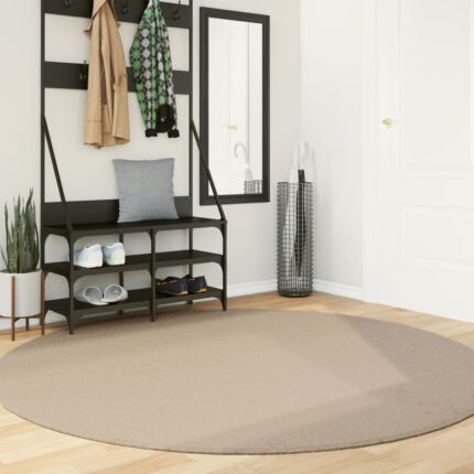 Tapis HUARTE à poils courts doux et lavable sable Ø 200 cm