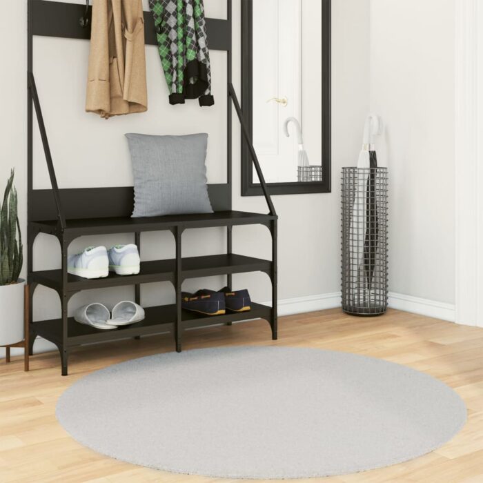 Tapis HUARTE à poils courts doux et lavable gris Ø 120 cm – Image 1