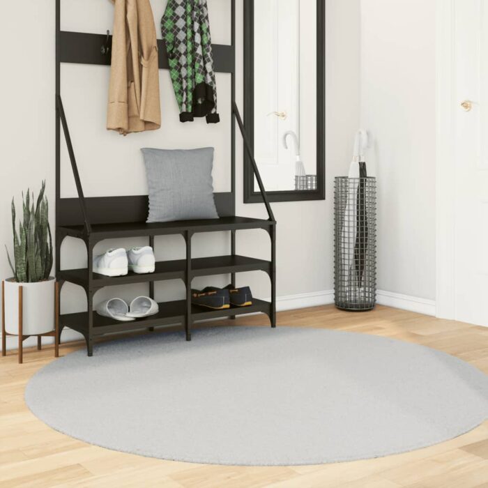 Tapis HUARTE à poils courts doux et lavable gris Ø 160 cm – Image 1