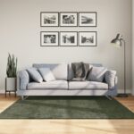 Tapis HUARTE à poils courts doux lavable vert forêt 160x160 cm