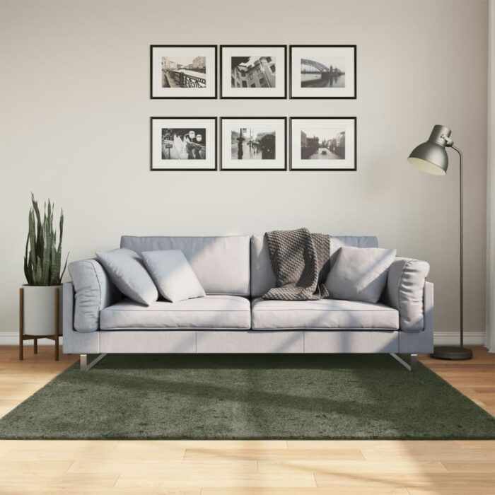 Tapis HUARTE à poils courts doux lavable vert forêt 160x160 cm – Image 1