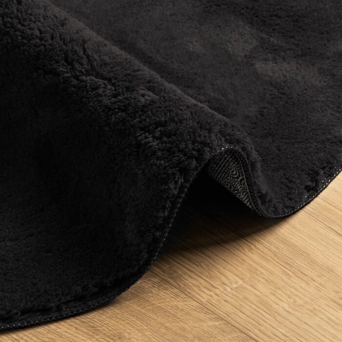 Tapis HUARTE à poils courts doux et lavable noir Ø 160 cm – Image 4