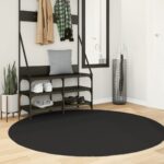 Tapis HUARTE à poils courts doux et lavable noir Ø 160 cm
