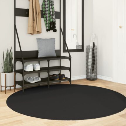 Tapis HUARTE à poils courts doux et lavable noir Ø 160 cm