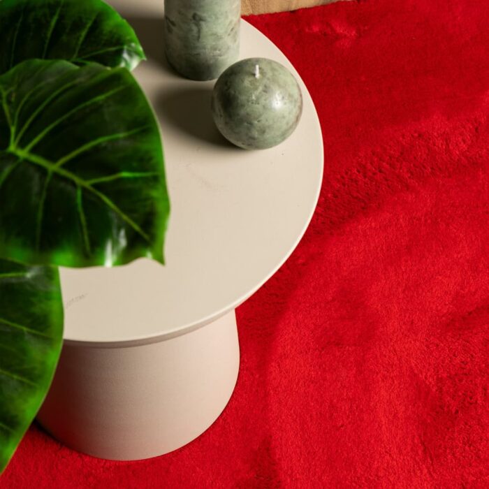 Tapis HUARTE à poils courts doux et lavable rouge 160x160 cm – Image 5