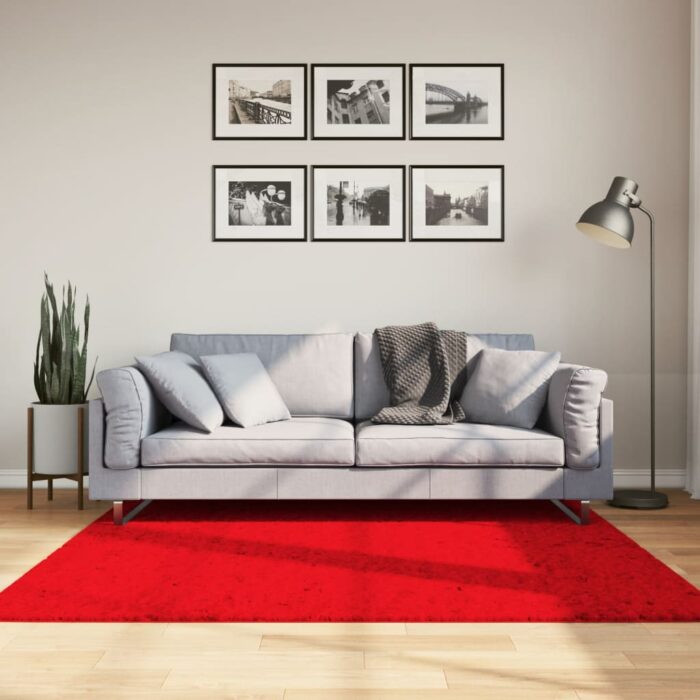 Tapis HUARTE à poils courts doux et lavable rouge 160x160 cm – Image 1