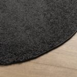 Tapis shaggy PAMPLONA poils longs moderne anthracite Ø 80 cm – Image 2