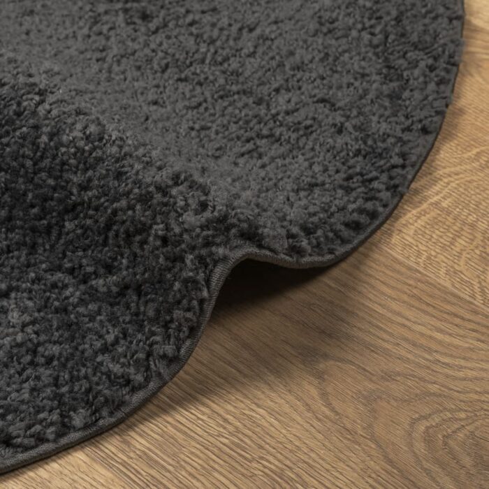 Tapis shaggy PAMPLONA poils longs moderne anthracite Ø 80 cm – Image 4