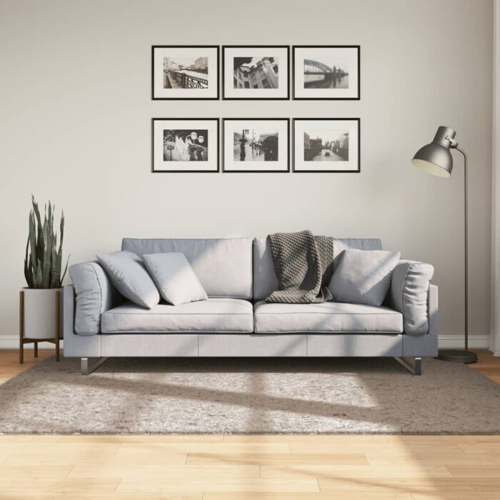 Tapis shaggy PAMPLONA poils longs moderne beige 140x200 cm – Image 1
