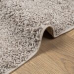 Tapis shaggy PAMPLONA poils longs moderne beige 160x160 cm – Image 4