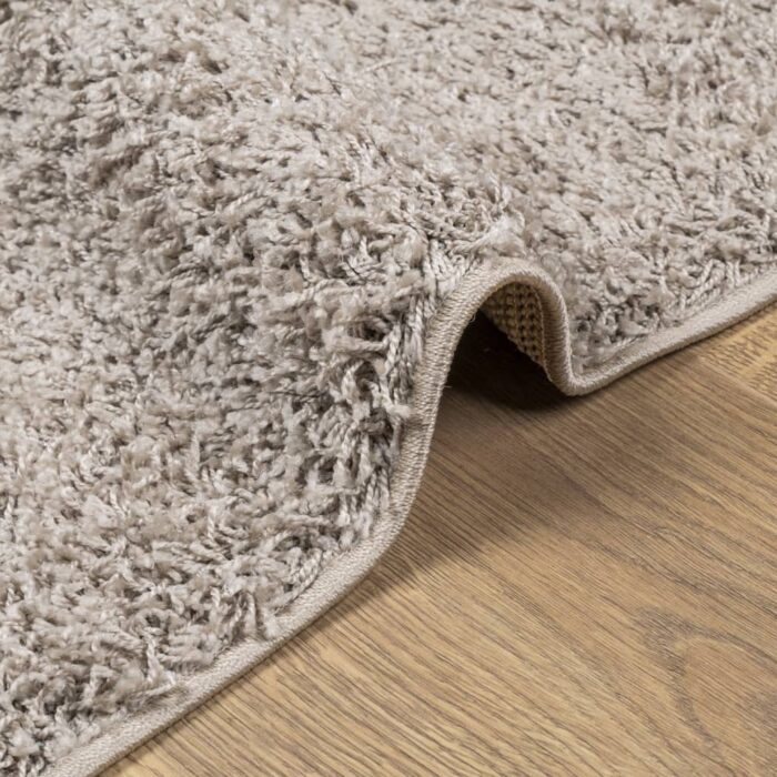 Tapis shaggy PAMPLONA poils longs moderne beige 160x160 cm – Image 4
