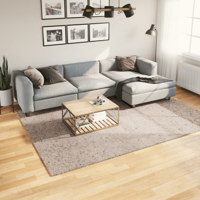 Tapis shaggy PAMPLONA poils longs moderne beige 200x280 cm – Image 1