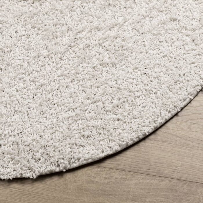 Tapis shaggy PAMPLONA poils longs moderne crème Ø 80 cm – Image 2