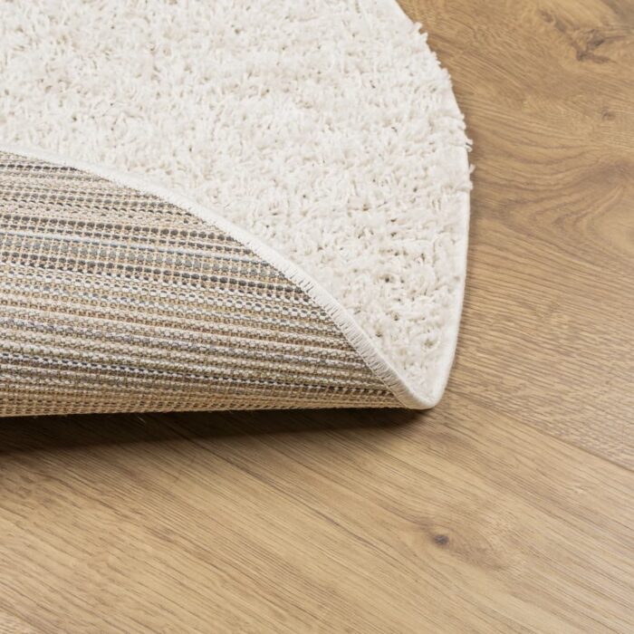 Tapis shaggy PAMPLONA poils longs moderne crème Ø 80 cm – Image 3