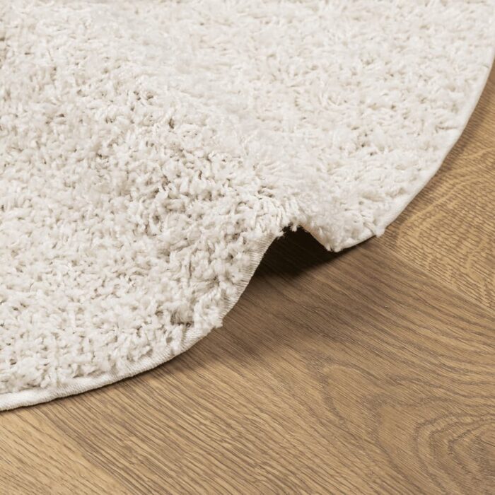 Tapis shaggy PAMPLONA poils longs moderne crème Ø 80 cm – Image 4