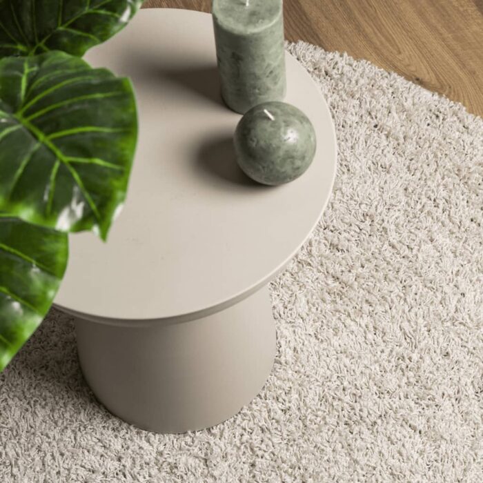 Tapis shaggy PAMPLONA poils longs moderne crème Ø 80 cm – Image 5
