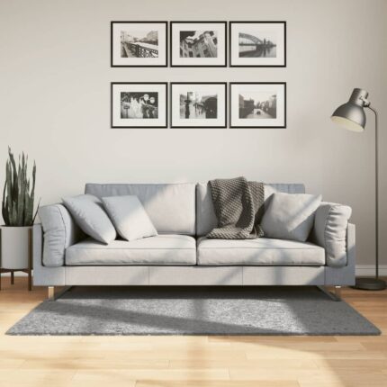 Tapis shaggy PAMPLONA poils longs moderne gris 80x150 cm