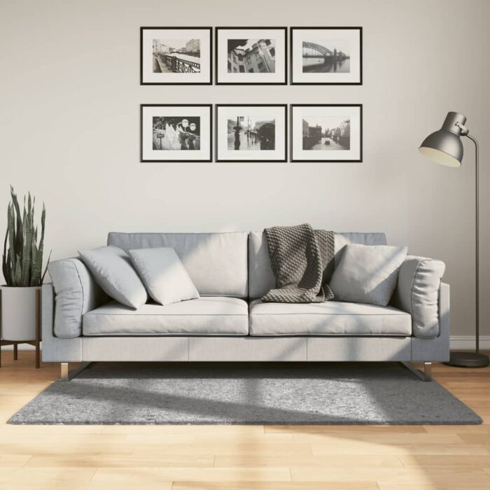 Tapis shaggy PAMPLONA poils longs moderne gris 80x150 cm – Image 1