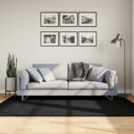Tapis shaggy PAMPLONA poils longs moderne noir 140x200 cm