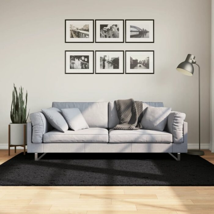 Tapis shaggy PAMPLONA poils longs moderne noir 140x200 cm – Image 1
