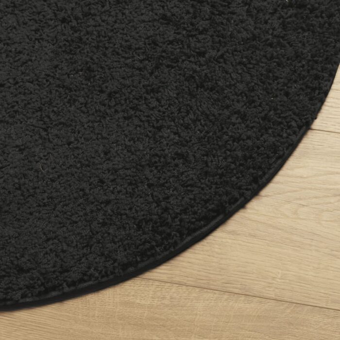Tapis shaggy PAMPLONA poils longs moderne noir Ø 280 cm – Image 2
