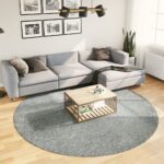 Tapis shaggy PAMPLONA poils longs moderne vert Ø 240 cm