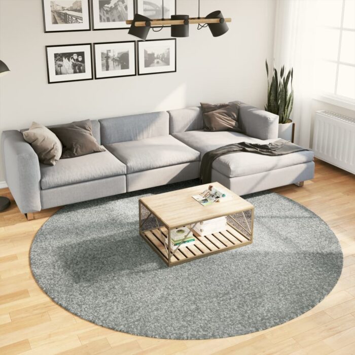Tapis shaggy PAMPLONA poils longs moderne vert Ø 240 cm – Image 1