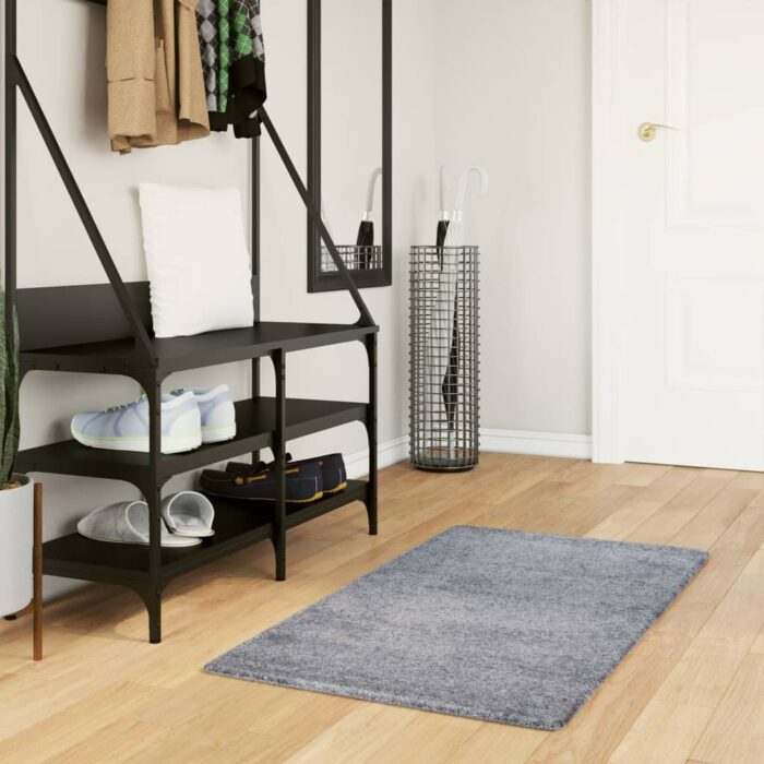 Tapis shaggy PAMPLONA poils longs moderne bleu 60x110 cm – Image 1