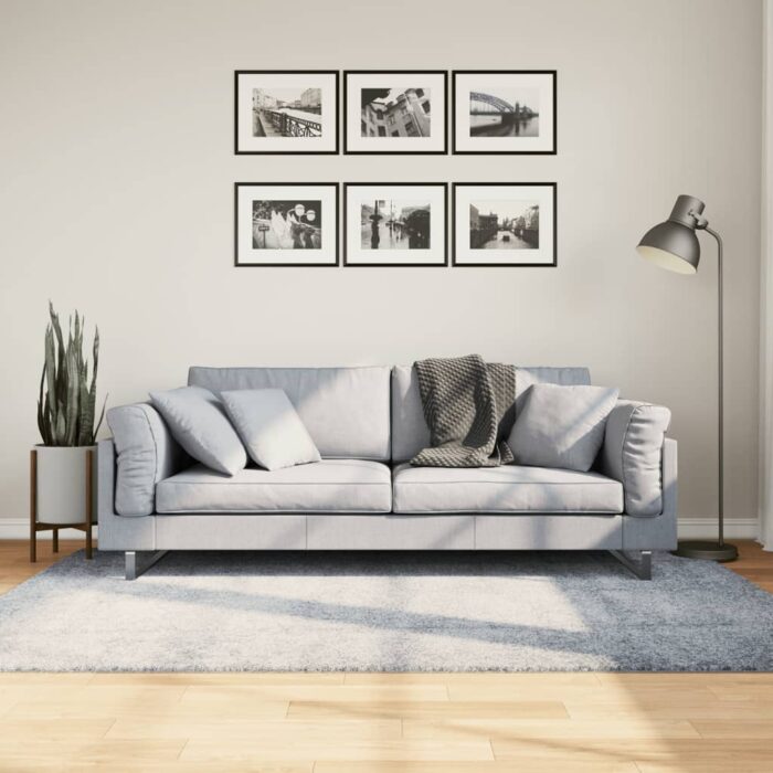 Tapis shaggy PAMPLONA poils longs moderne bleu 140x200 cm – Image 1