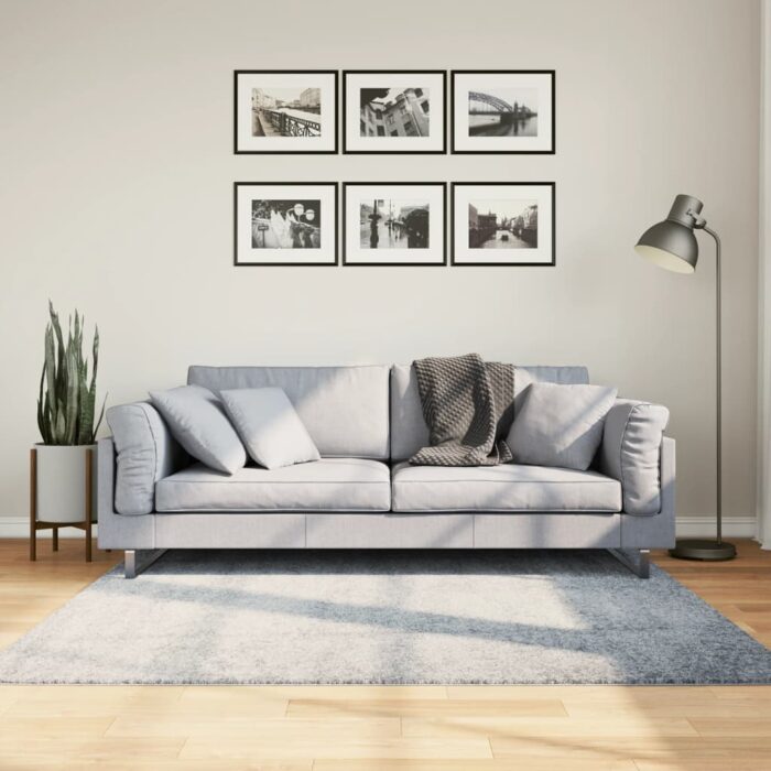 Tapis shaggy PAMPLONA poils longs moderne bleu 160x160 cm – Image 1