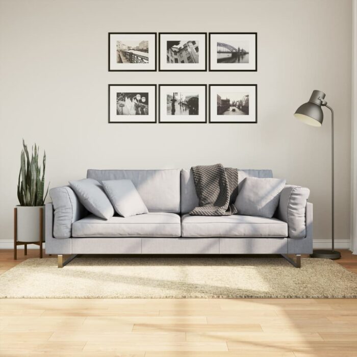 Tapis shaggy PAMPLONA poils longs moderne doré 100x200 cm – Image 1