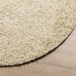 Tapis shaggy PAMPLONA poils longs moderne doré Ø 120 cm – Image 2