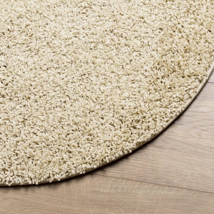 Tapis shaggy PAMPLONA poils longs moderne doré Ø 120 cm – Image 2