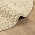 Tapis shaggy PAMPLONA poils longs moderne doré Ø 120 cm – Image 4