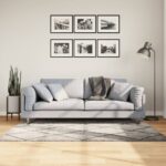 Tapis shaggy à poils longs moderne beige anthracite 120x170 cm