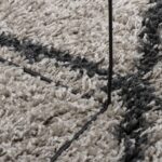 Tapis shaggy à poils longs moderne beige anthracite 160x160 cm – Image 6