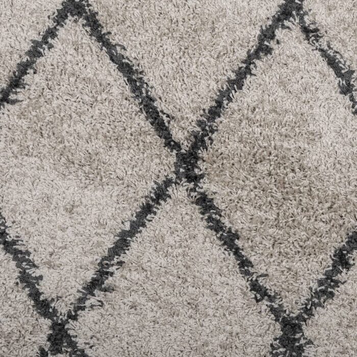 Tapis shaggy à poils longs moderne beige anthracite 160x160 cm – Image 7