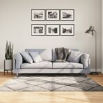 Tapis shaggy à poils longs moderne beige anthracite 160x160 cm