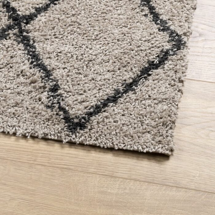 Tapis shaggy à poils longs moderne beige anthracite 160x230 cm – Image 2