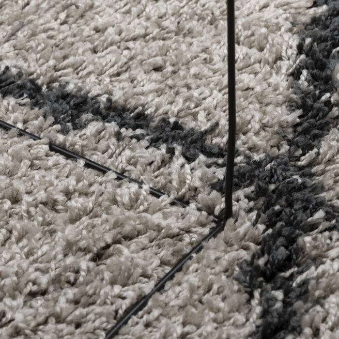 Tapis shaggy à poils longs moderne beige anthracite 160x230 cm – Image 6