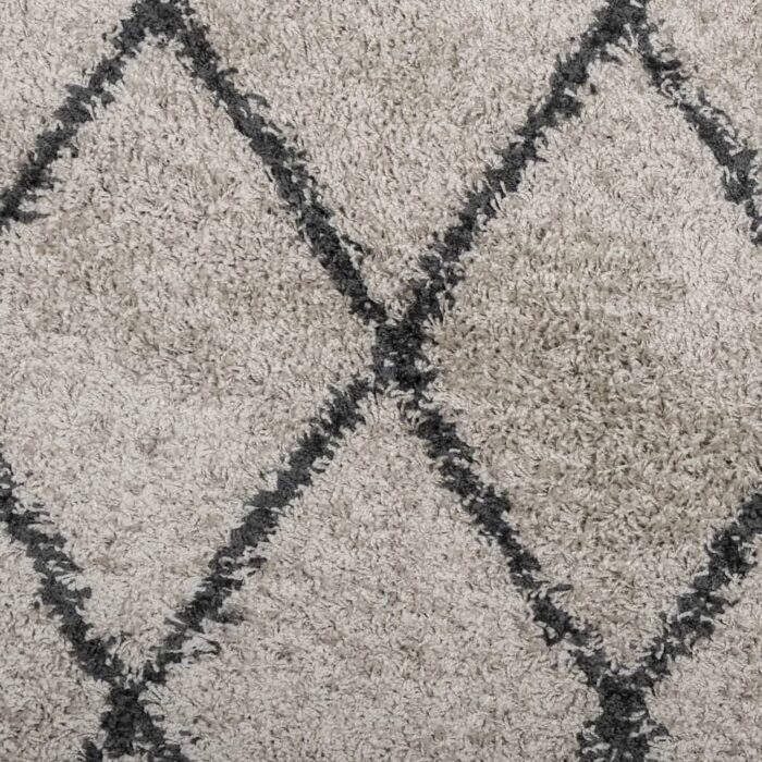Tapis shaggy à poils longs moderne beige anthracite 160x230 cm – Image 7