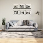 Tapis shaggy à poils longs moderne beige anthracite 160x230 cm